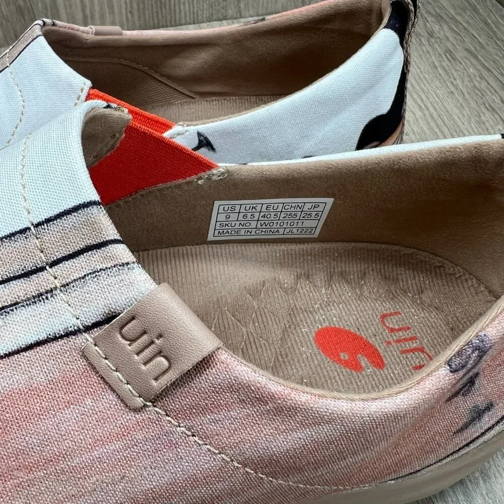 UIN Art Painted Travel Shoes Women 9 Slip On Casual Canvas The Little Dress Pink - Picture 8 of 12